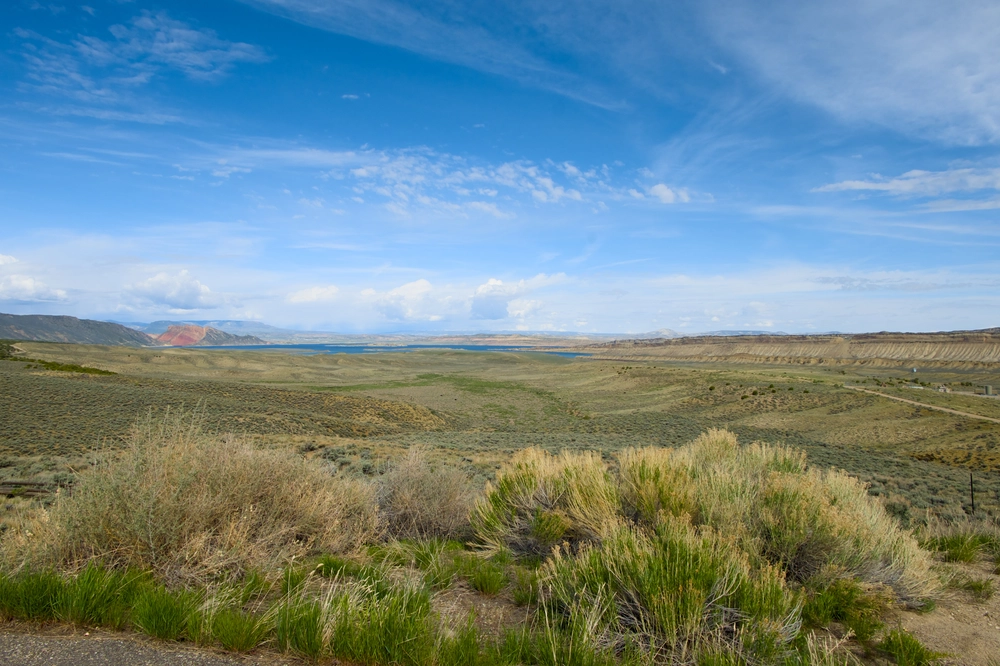 Flaming Gorge Reservoir facing west from the Utah/Wyoming border.
