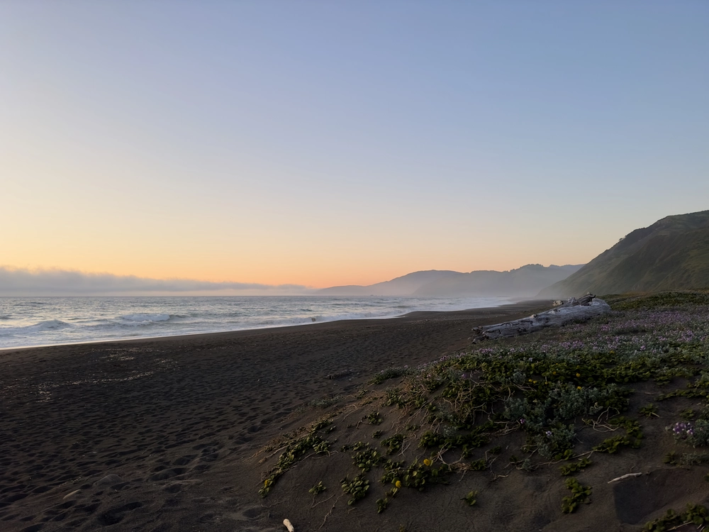 Looking northwest at a Mattole sunset along the beach.