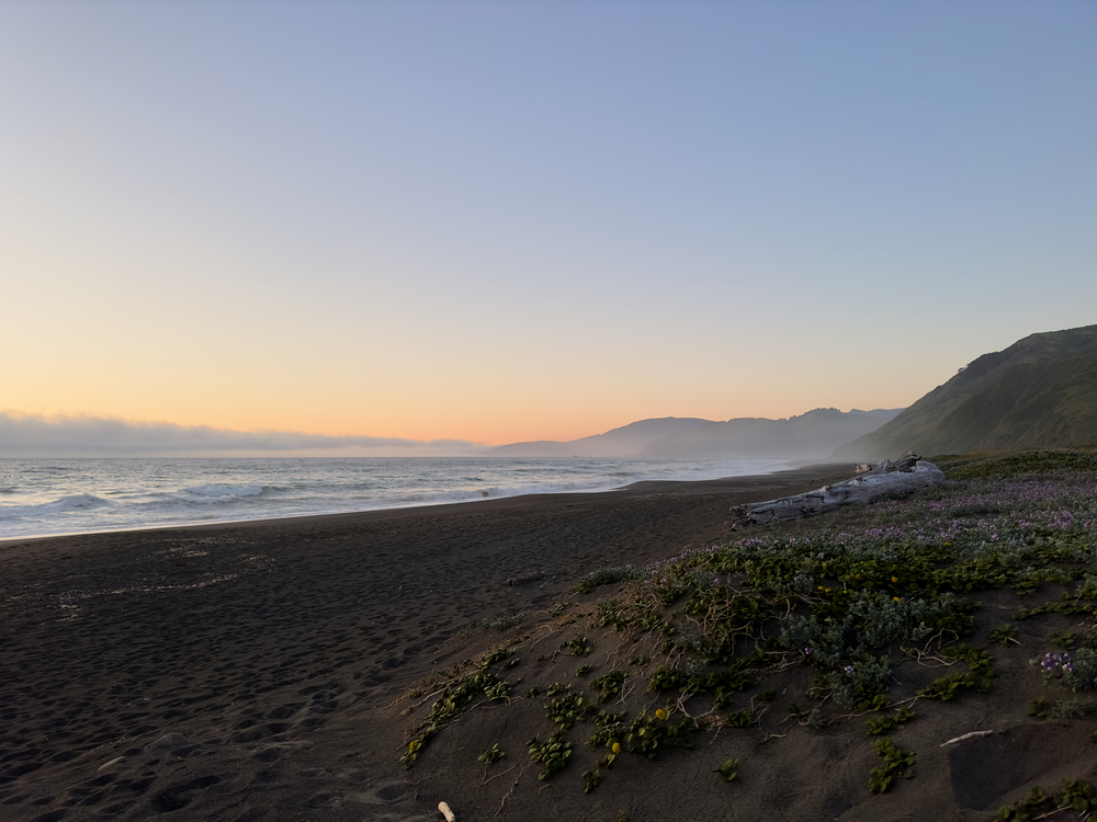 Looking northwest at a Mattole sunset along the beach.