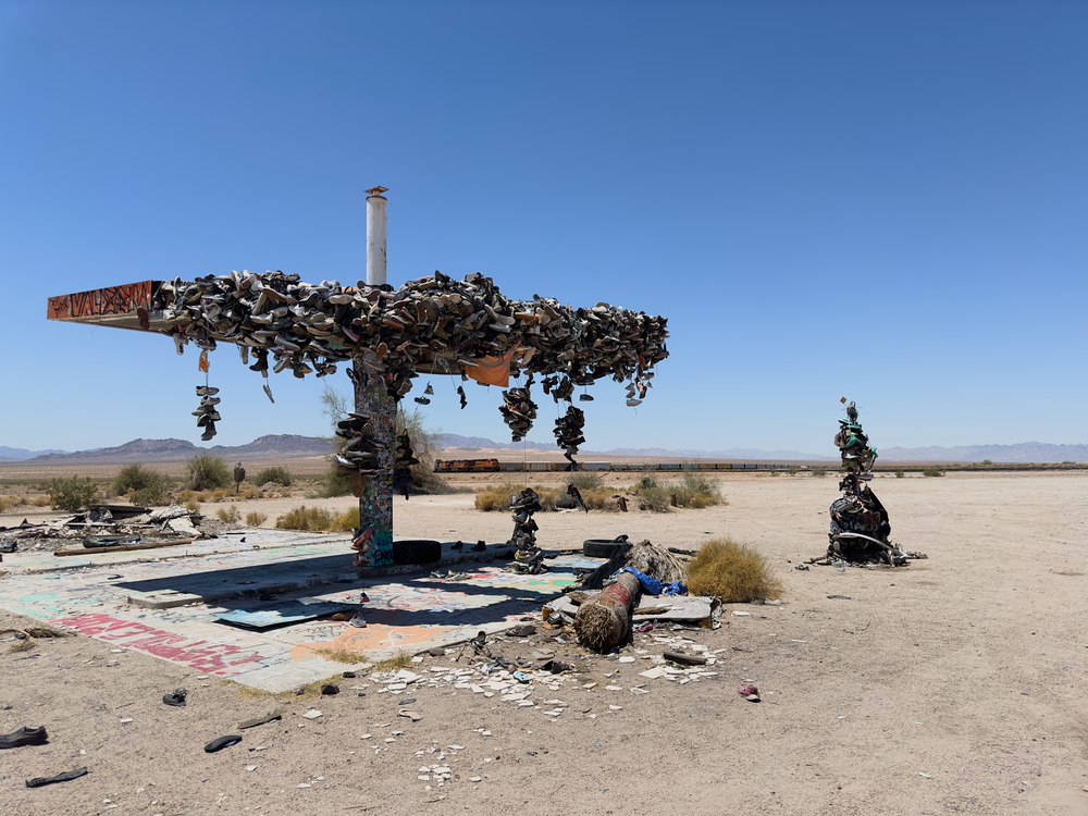 A shoe tree in Rice, CA.